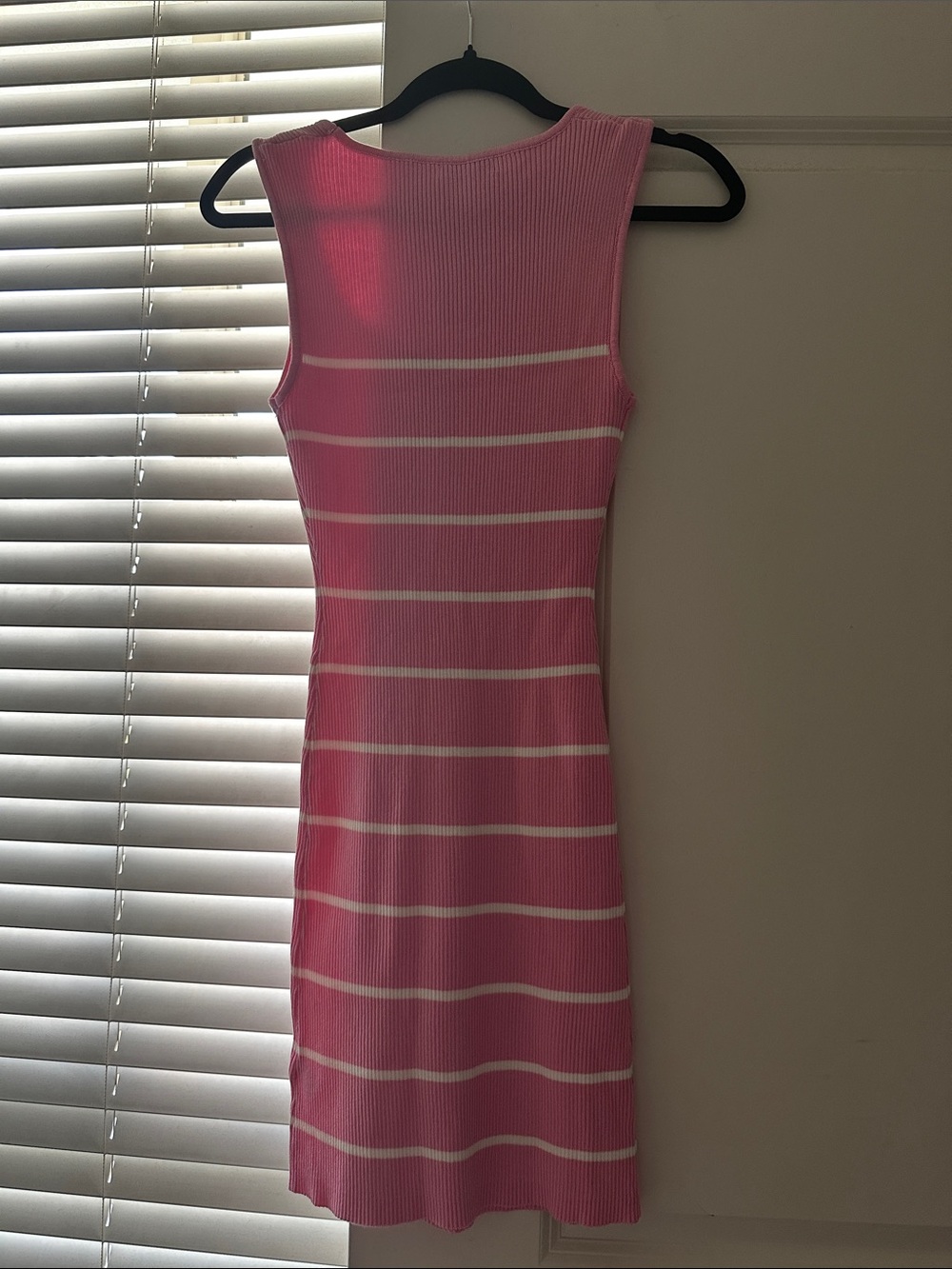 Pink Striped Ribbed Button-Front Mini Dress - Picture 2 of 3